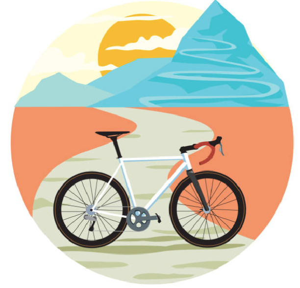 Bicycle against mountain backdrop